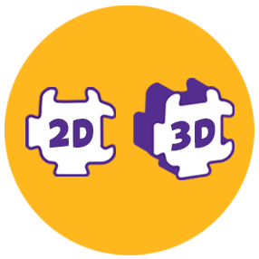 2D and 3D yellow icon